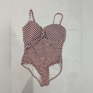 Kona Sol Orange and White Striped Swimsuit